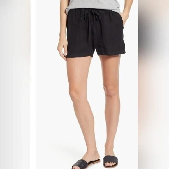 Caslon Nordstrom Brand Women's Black Linen Pull on Shorts Drawstring NWT - Picture 7 of 7